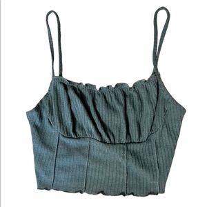 Blue corset style crop tank top